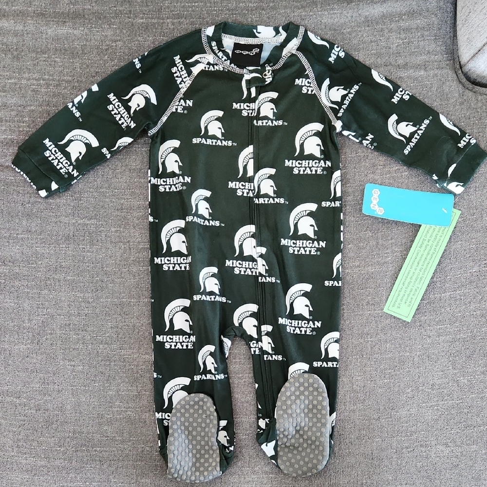 NWT Kids Michigan State Onesie 6-9 Months - Green & White